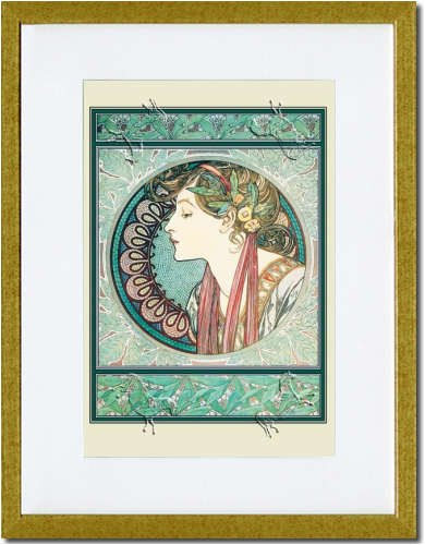 Gold Framed/Matted Print 17x23, Woman's Profile