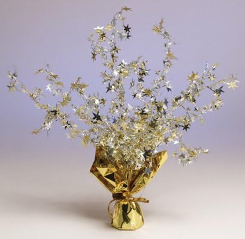 6 Metallic Foil Gold and Silver Stars Spray Christmas Party Table Centerpieces