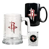 NBA Houston Rockets 15-Ounce Tankard, 15-Ounce Ceramic Mug & 2-Ounce Shot Glass Set - Primary Logo