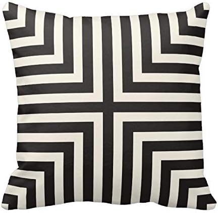 Cateyes Illusion Stripes T Pattern in Black and Cream Pillow Covers