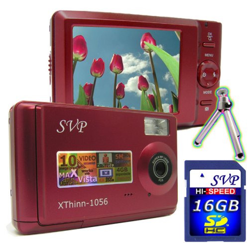 SVP Xhtinn-1056R 10MP Max. Digital Camera with 2.5 LCD (SVP 16GB SDHC Memory Card & Tripod Included)