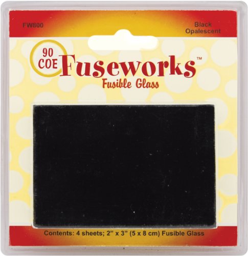Fuseworks Opalescent 90 COE  2-Inch-by-3-Inch Fusible Glass, Black, 4-Pack