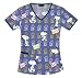 Cherokee Tooniforms V-Neck Cartoon Tops Assorted Styles