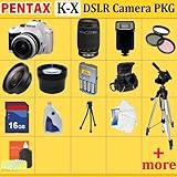 Pentax K-x Digital SLR Camera Kit (White), with 18-55mm Da Lens + 55-300mm  ....