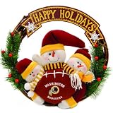 20" NFL Washington Redskins "Happy Holidays" Triple Snowmen Christmas Wreath