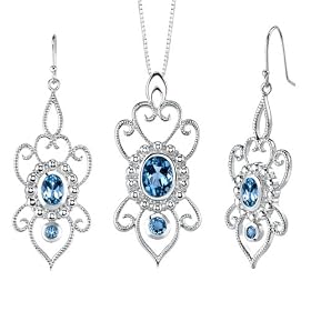 Traditional Beauty 5.00 carats Oval and Round Shape London Blue Topaz Pendant... by Peora