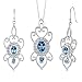 Traditional Beauty 5.00 carats Oval & Round Shape London Blue Topaz Pendant Earrings Set in Sterling Silver