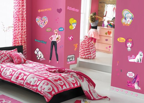 Funtosee, Barbie Room Décor Kit Stickers, Peelable And Re-stickable, Set of 48, Pinks And Pastels