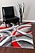2305 Gray Black Red White Swirls 5'2 x7'2 Modern Abstract Area Rug Carpet