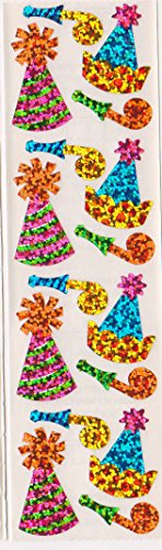 Birthday Party Hats Glitter Stickers - 2 Sheets