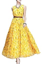 Full Length Floral Print Chiffon  Dress