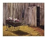 IMAGE OF The Flower Cart MUSEUM WRAP CANVAS Print With Added Heavy BRUSHSTROKES William Bradford Green 34x28
