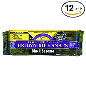 Brown Rice Snaps, Black Sesame with Organic Brown Rice, 3.5-Ounce Packs (Pack of 12)