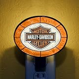 Pack of 3 Orange Harley Davidson Stained Glass Night Lights