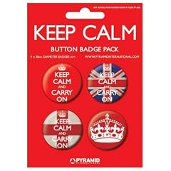 Motivation - Keep Calm And Carry On, 4 X 38mm Buttons Button Pack (15 x 10cm)