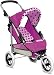 Deluxe Pink Dolls Pram 3 Wheeler Buggy With Fold Up Hood & Adjustable Handle