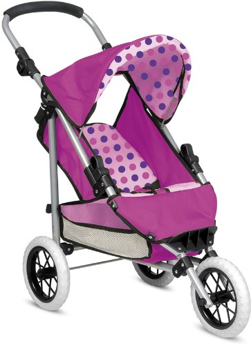 Deluxe Pink Dolls Pram 3 Wheeler Buggy With Fold Up Hood & Adjustable Handle Picture