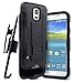 Nagebee Hybrid Hard Armor Stand Holster Case with Locking Belt Swivel Clip for Samsung Galaxy S5 - Military Black