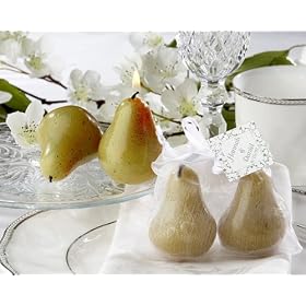 Candle The Perfect Pair Pear in Sheer Organza Bag with Leaf Tag (24 per order) Wedding Favors