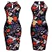 Miusol® Women's Key Hole Sexy Sleeveless Fitted Summer Flare Floral Casual Dress