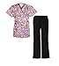 G Med Women's 2 Pieces Missy Fit Printed Scrub Mock Wrap Top and Pant Set