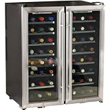 Wine Enthusiast Silent 48 Bottle Double Door Dual Zone Wine Refrigerator -Stainl
