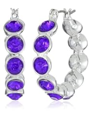 Nine West "Feeling Fine" Silver-Tone Purple Hoop Earrings