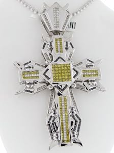 14k White Gold / Designer Cross Charm Pendant / 5.50cttw Diamonds / 42.5 Grams / CT-563W