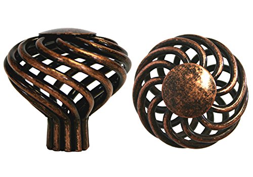 30 Pack Antique Copper Machined ACM Bird Cage Birdcage Birds Nest Twist 1-5/8" (40mm) Diameter Kitchen Cabinet Pull Knob 1318-40