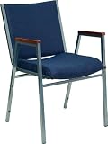 Heavy Duty, 3'' Thickly Padded, Navy Patterned Upholstered Stack Chair with Arms [XU-60154-NVY-GG]