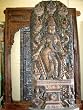 Antique Temple Sculpture Ashtalaksmi Standing Lakshmi Holding Lotus Flowers Wood Carving Sculpture 9 Ft