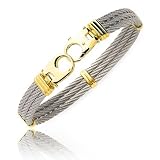 Subtil Diamant - Bracelet acier et or - Or Jaune 750/1000 - longueur 18 cm