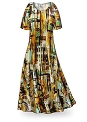 Plus Size Petite A-line Stretchy Short Sleeves Polyester/Spandex Maxi Dress 