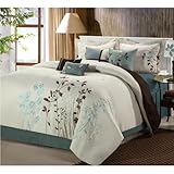 UPC 819219010126 product image for Chic Home Bliss Garden 8 Piece Embroidered Comforter Set, King, Beige | upcitemdb.com