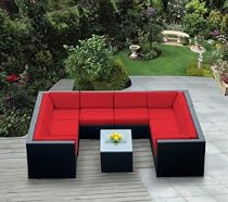 Big Sale Genuine Ohana Outdoor Sofa Patio Wicker Furniture 9pc All Weather Couch Set with Free Patio Cover