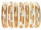 Beachcombers! Event & Wedding Ethnic Glass Indian Bangles Belly Dance Bracelets BoHo Chic Full Size Set White Gold