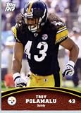 2011 Topps Rising Rookies Football Card # 100 Troy Polamalu - Pittsburgh Steelers - NFL Trading Card Protective Screwdown Display Case