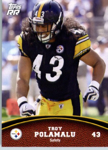 2011 Topps Rising Rookies Football Card # 100 Troy Polamalu - Pittsburgh Steelers - NFL Trading Card Protective Screwdown Display Case