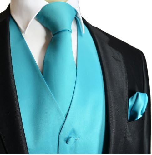 Wedding Vest Set, Solid Turquoise XXXXL