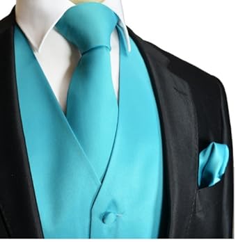 turquoise tuxedo vest and tie