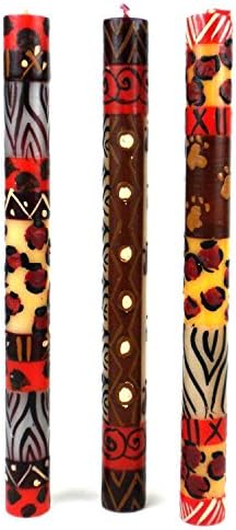 Happy Diwali Diya Candles Lantern Gifts - Diwali Lights &amp; Decoration Presents Items - Set of 3 Boxed Hand Painted Taper Candles With Uzimai Design - Wax Material - Handmade - Multi Color