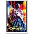 Jimi Hendrix (Playing Guitar, Trippy) Flocked Blacklight Music Poster Print - 24x36