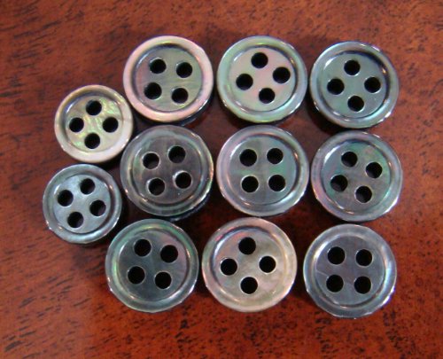 11 Smoky Black Mother of Pearl (MOP) shirt buttons gifts present bday birthday holiday stocking stuffers