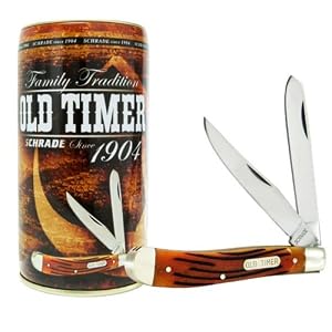 Schrade 94BRBCT Old Timer Beer Can Tin with 94BR Gunstock Trapper Knife by 