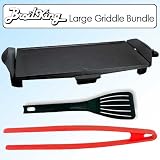 BroilKing USG-10G Ultra Large Griddle with Healthy Lift Grey Bundle With Swissmar Heat Resistant Slotted Spatula & Kuhn Rikon Red Silicone Tongs