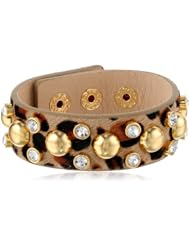 Juicy Couture Leopard Thin Studded Leather Cuff Bracelet, 8"
