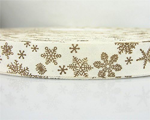 10yards 5/8" Cotton Ribbon Natural Eco Ribbon Handmade Sewing Halloween Christmas Ribbon 1pcs (Brown Snow)