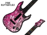 Protective skins for Guitar Hero 4 World Tour Guitar, fits Xbox 360, PS3 Playstation 3 - PINK BUTTERFLY