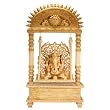 Large Intricate Hand-carved Wooden Ganesh Statue on a Swing