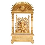 Large Intricate Hand-carved Wooden Ganesh Statue on a Swing